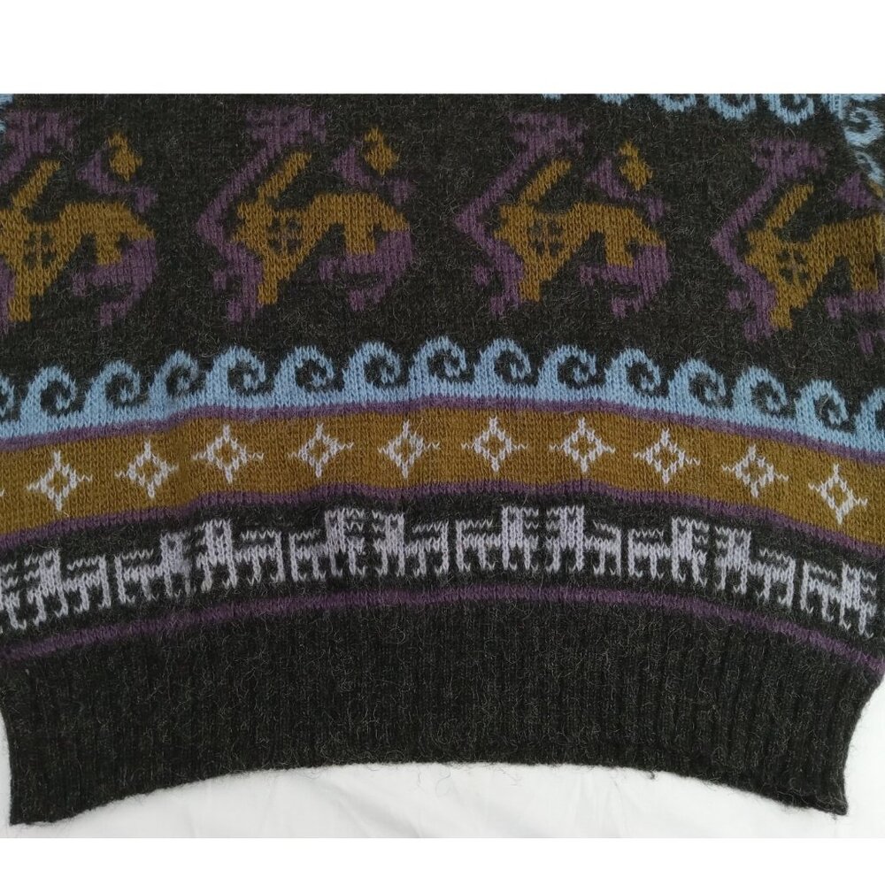Vintage ICE-AME INC. Wool Nordic Wool Eagle Sweater Size M Fall Colors - Picture 2 of 10